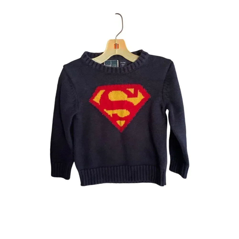 Junk food gap toddler boys, Crewneck, Nate, Superman, Sweater, S/3T